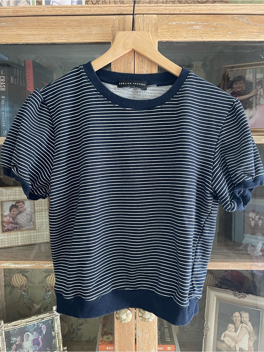 English Factory Navy and White Striped Crewneck Top